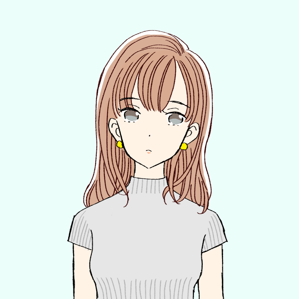 セミロング 半袖ニットの女の子 イラスト素材 ゆるやかgirl Collection