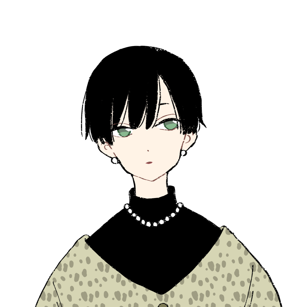 黒髪ショート レオパード柄ニットの女の子 イラスト素材 ゆるやかgirl Collection