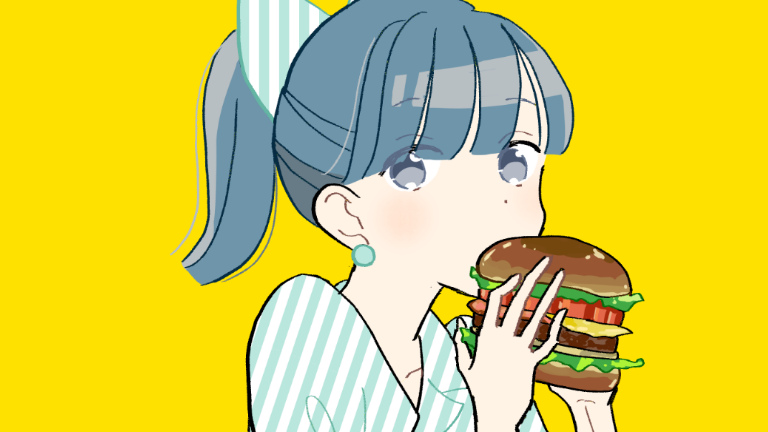 ハンバーガーを食べる女の子 イラスト素材 ゆるやかgirl Collection